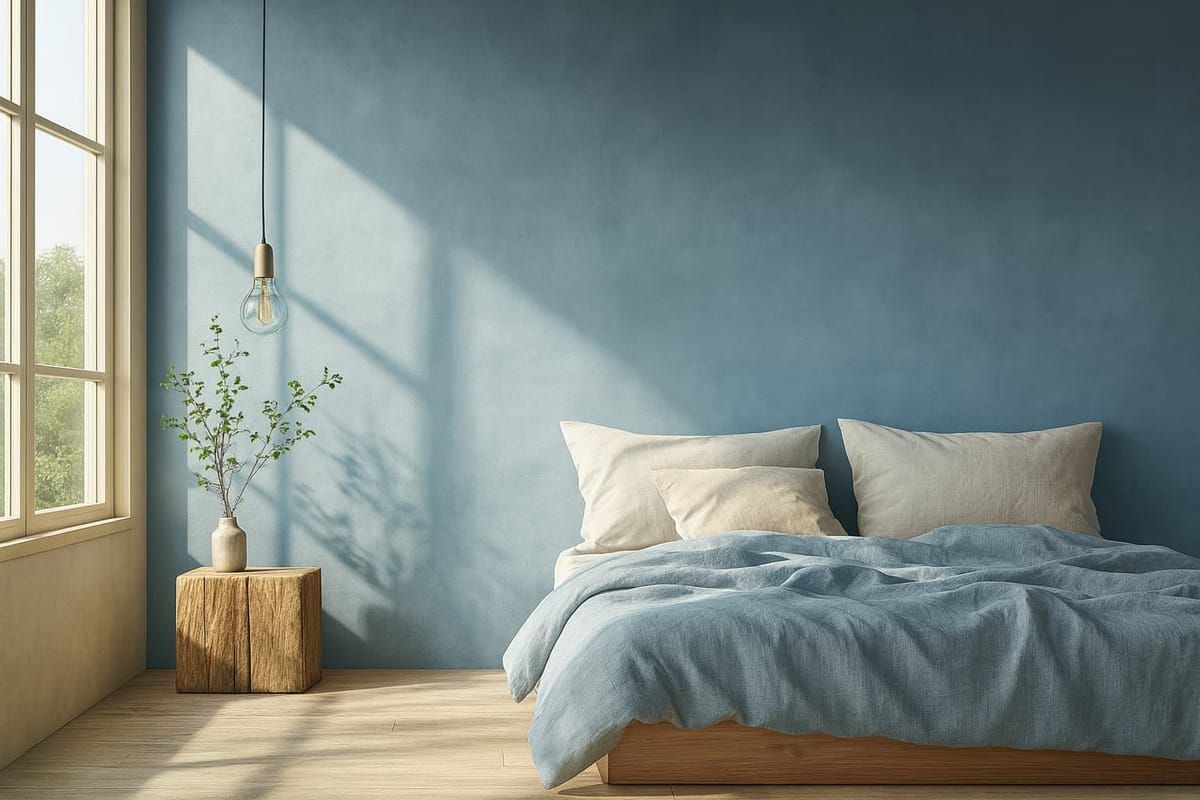 Seinien maalaus makuuhuoneessa – rauhallinen sininen sävy